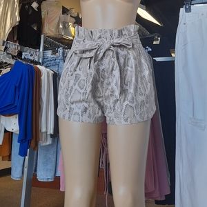 Snake Print Paperbag Waist shorts
